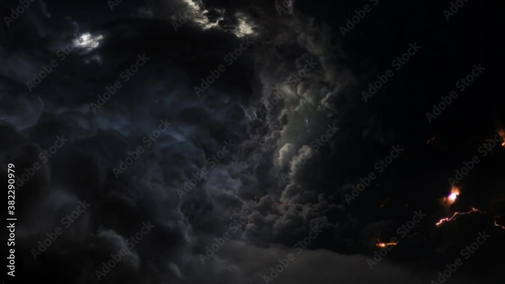 a thunderstorm accompanied by a flash in the dark clouds, columbus clouds