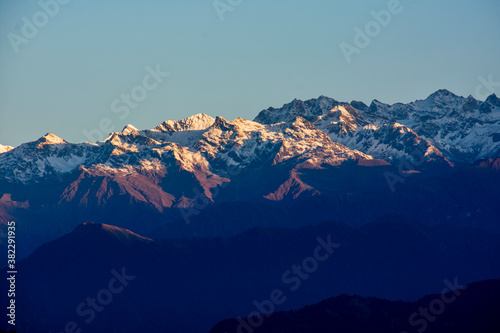 view of kedarnath peak and other peaks from chopta valley of uttarakhand in a october morning © Pabitra