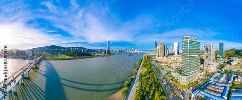 Aerial scenery of Hengqin bridge in Zhuhai City, Guangdong Province, China