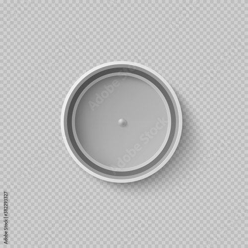 White plastic bottle cap from bottom view on transparent background
