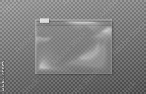 Template of plastic empty zipper bag realistic vector illustration isolated.