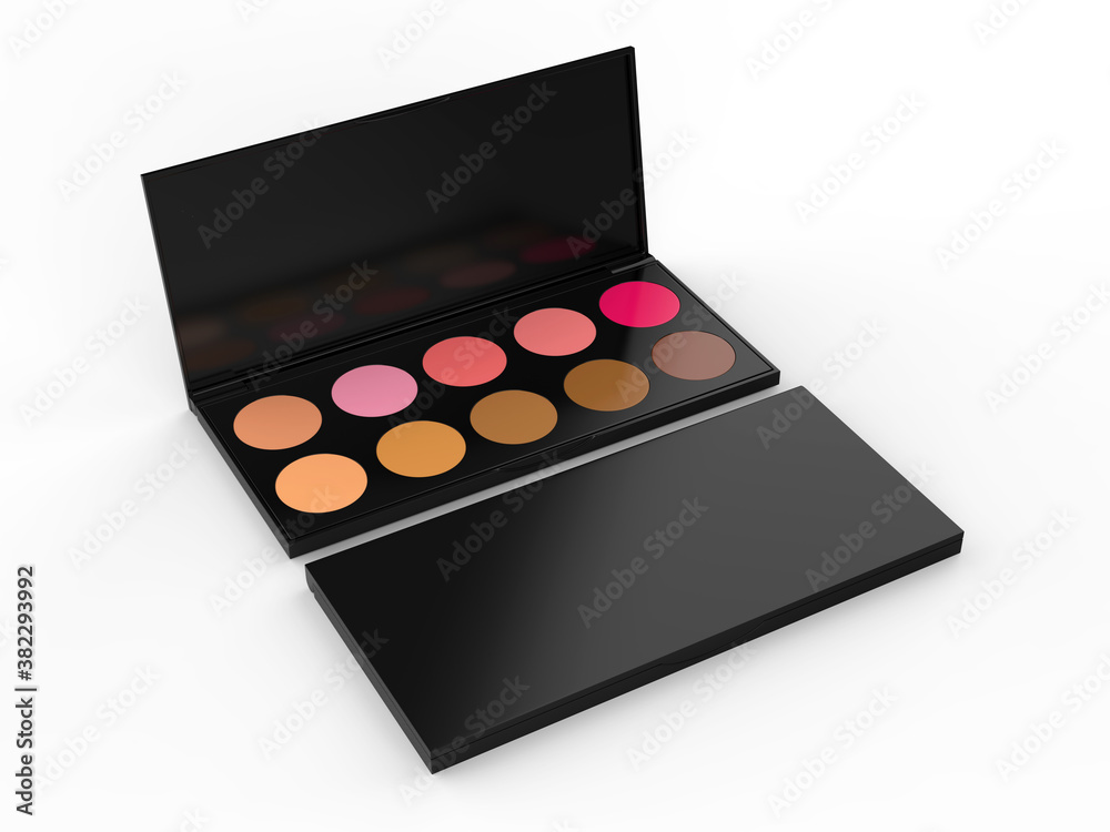 Blank Cosmetic Ten Colors Professional Foundation Concealer Contour Palette For Branding And Mock Up. 3d Render Illustration. - obrazy, fototapety, plakaty 
