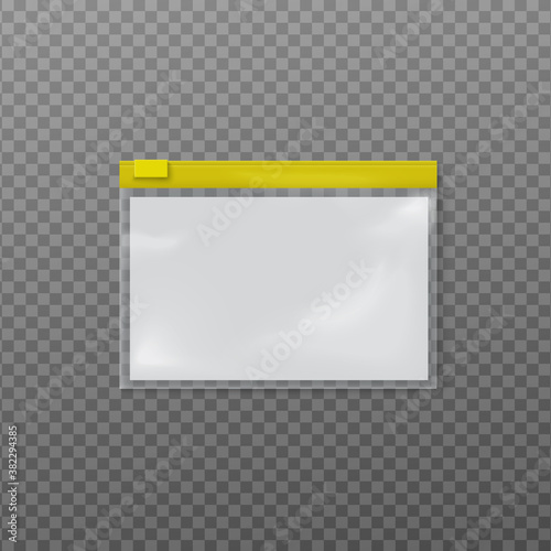 3d realistic blank plastic zippered bag a vector isolated illustration