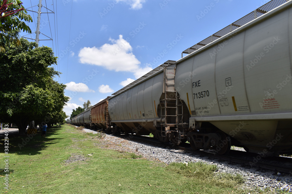 View of some wagons on the train tracks in Guadalajara, England avenue