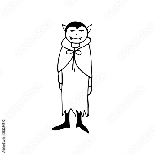 Hand drawn doodle vampire. Halloween decoration