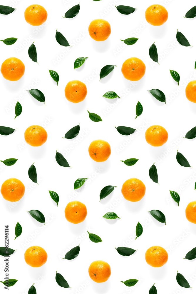 Isolated tangerine citrus collection background with leaves. Tangerines or mandarin orange fruits on white background. mandarine orange background.