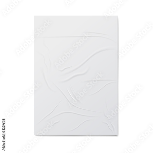 Creased and wrinkled poster realistic mockup, vector illustration isolated.