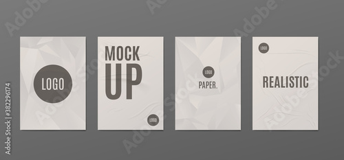 Set vector illustrations of wrinkled sheets of paper with place for logo and text