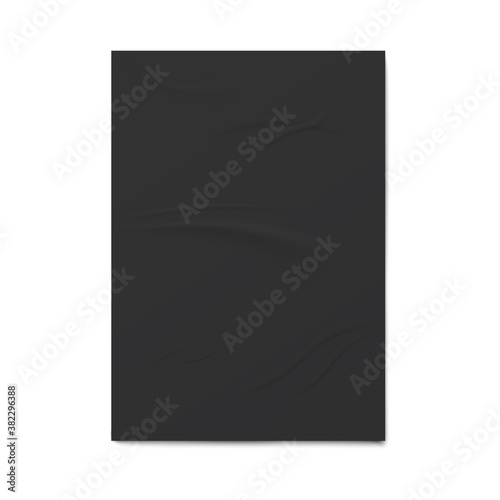 Wrinkled and creased paper poster, realistic vector template isolated.