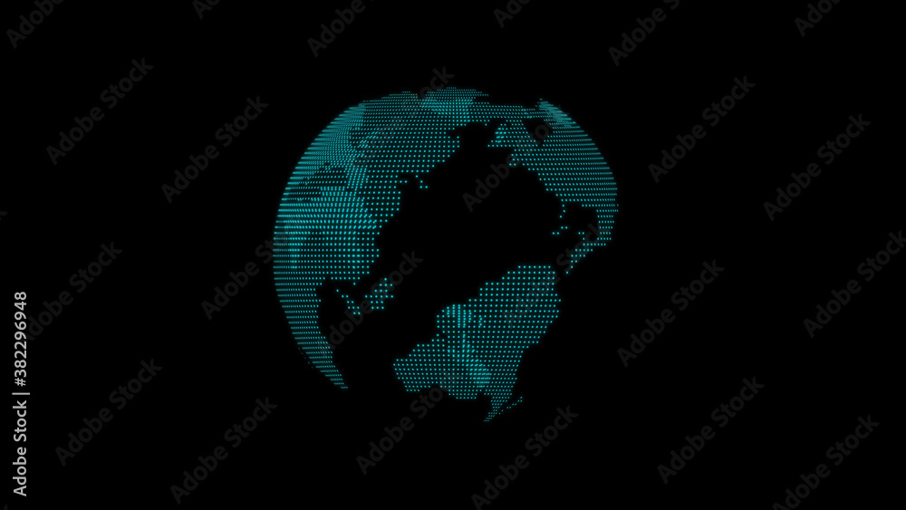 New cyan color 3d planet on black background,3d earth icon New cyan color 3d planet on black background,3d earth icon