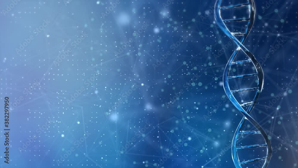 4k Blue DNA molecule structure Science Presentation concept loop 4k background. Futuristic Style of Dust Particles abstract of DNA movement ,for business science or technology