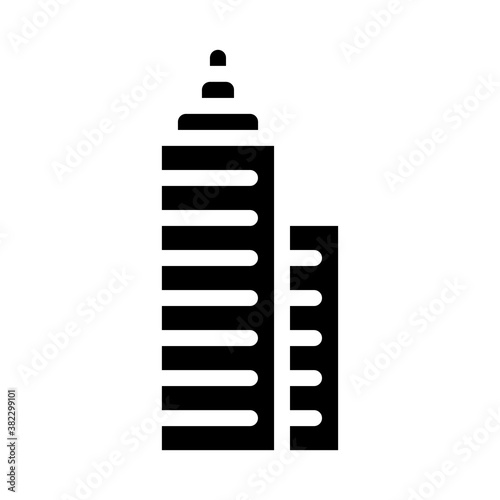 skyscraper building glyph icon vector black illustration
