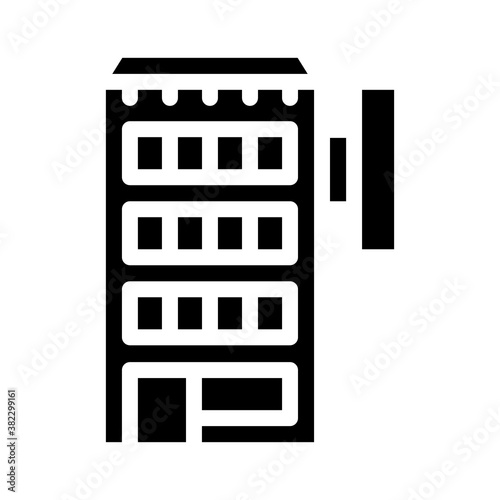 hotel building glyph icon vector black illustration