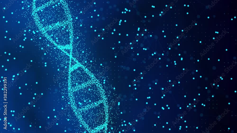 Abstract White DNA 3D Hologram glowing rotating DNA double helix loop animation. Science and medicine concepts. technology, medicine, gene therapy, development, engineering, AI synergy