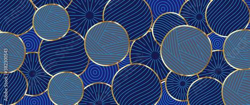  Gold lines background vector. Luxury pattern design with abstract shape blue and golden texture. Modern wallpaper design for print, cover, wall art, fabric  and banner background.