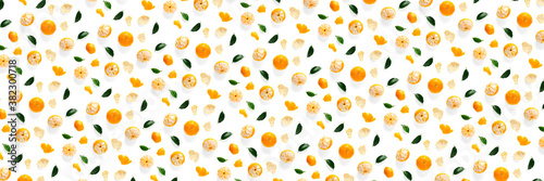 Fototapeta Naklejka Na Ścianę i Meble -  Isolated tangerine citrus collection background with leaves. Tangerines or mandarin orange fruits on white background. mandarine orange background.