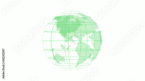 New green color 3d technology planet icon on white background 3d earth icon