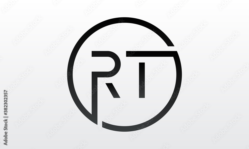 Initial rt letter logo with creative modern business typography vector