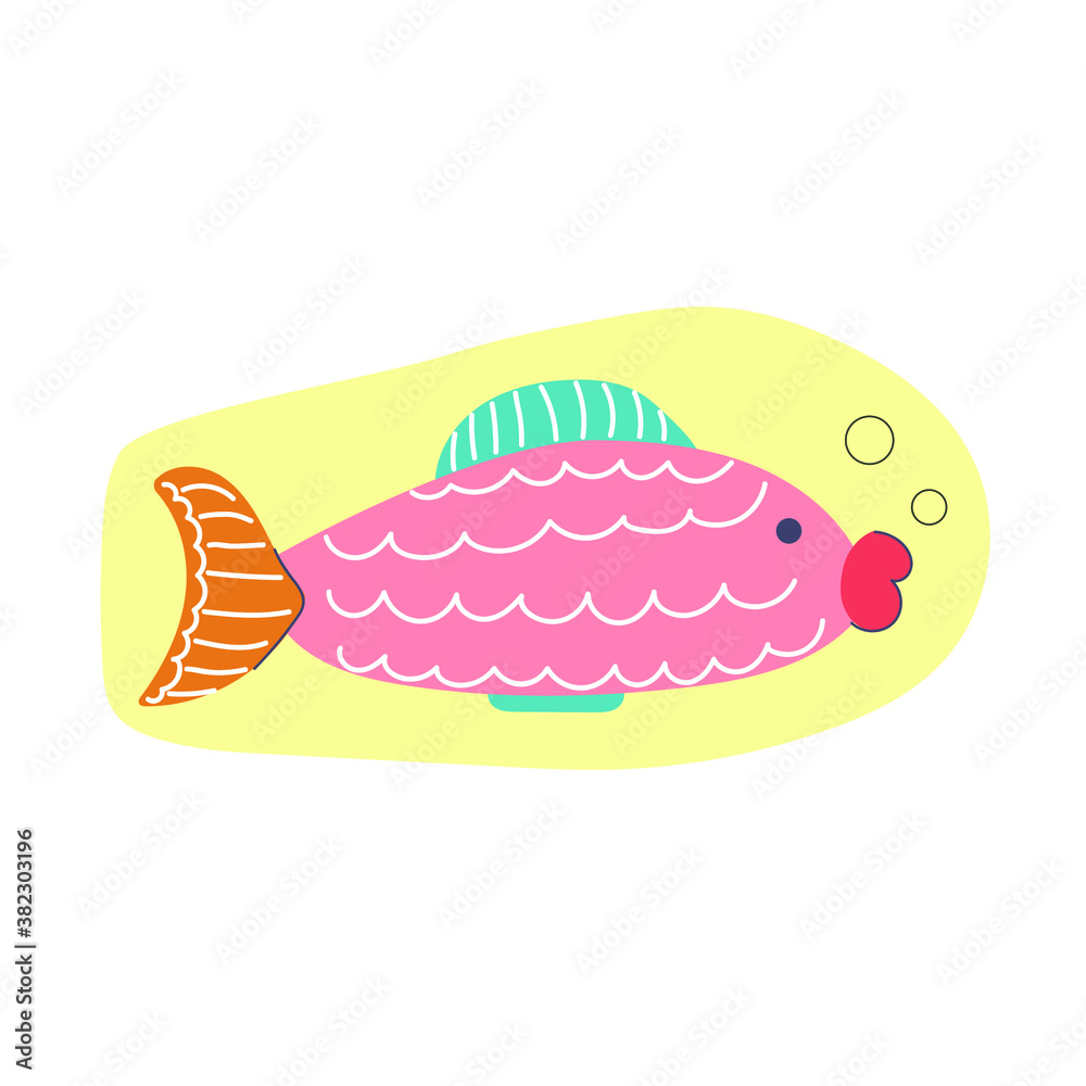 Cute and fun hand drawn fish for nursery design. Flat illustration. Cute and fun hand drawn fish for nursery design. Flat illustration.