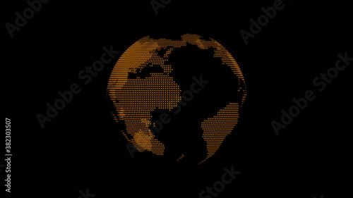 Amazing orange color technology 3d planet icon on black background,earth icon