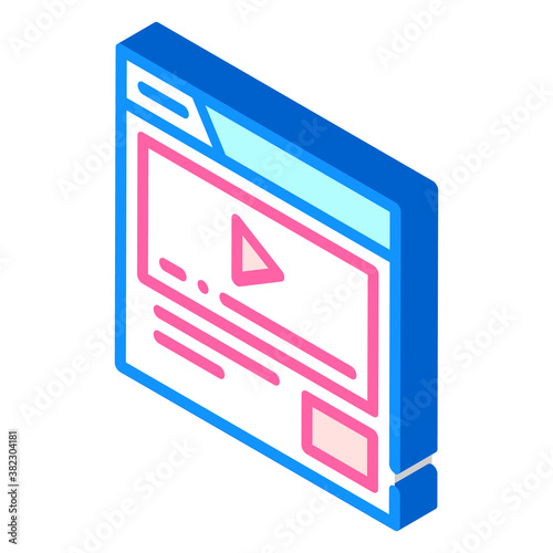 video advertising isometric icon vector color illustration