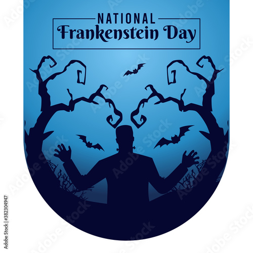 Vector graphic of national Frankenstein day good for national Frankenstein day celebration. flat design. flyer design.flat illustration.