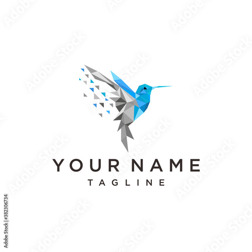bird colibri hummingbird geometric colorful logo vector icon template design