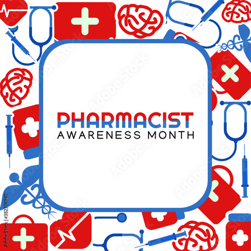 vector graphic of pharmacist awareness month good for pharmacist awareness month celebration. flat design. flyer design.flat illustration.