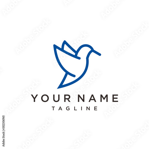 bird colibri hummingbird geometric colorful logo vector icon template design