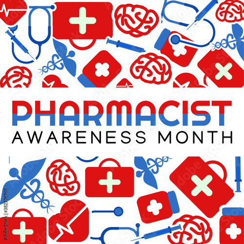 vector graphic of pharmacist awareness month good for pharmacist awareness month celebration. flat design. flyer design.flat illustration.