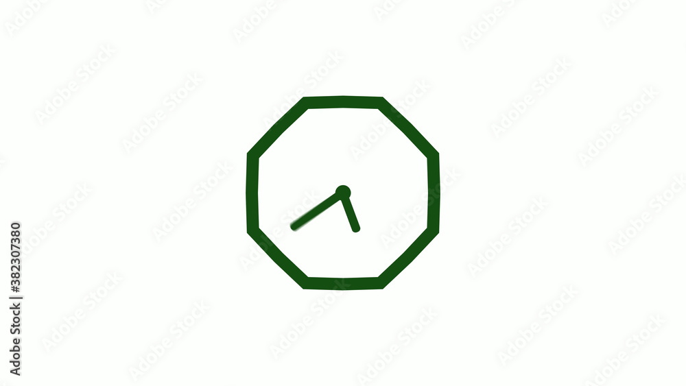 Amazing green dark counting down clock without trick,clock icon,clock isolated