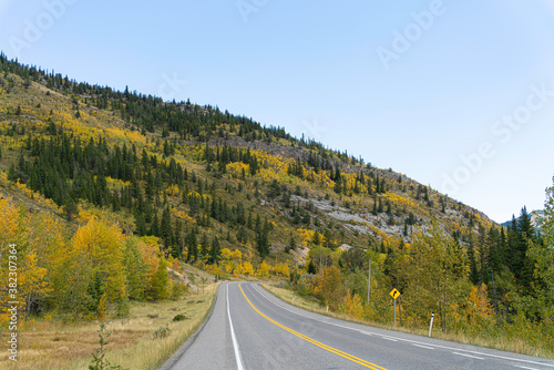 Drive into the rocky mountains in Alberta , Canada