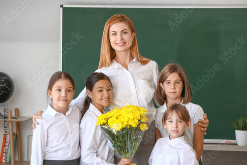 Schoolchildren with teacher...