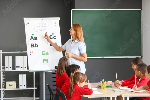 Teacher conducting lesson i...