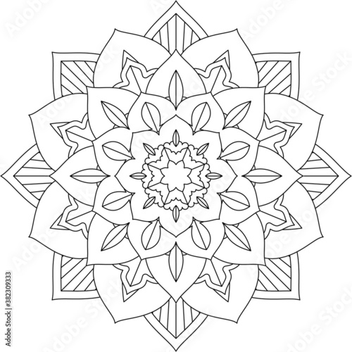 Easy Mandala coloring book simple and basic for beginners, seniors and children. Set of Mehndi flower pattern for Henna drawing and tattoo. Decoration in ethnic oriental, Indian style.