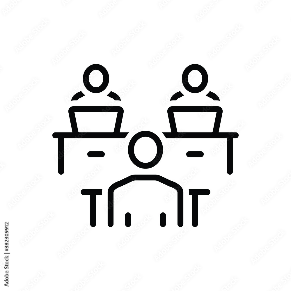 Black line icon for monitor