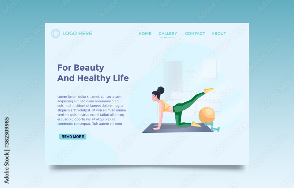 Yoga landing home page template. Mental health concept. vector illustration.