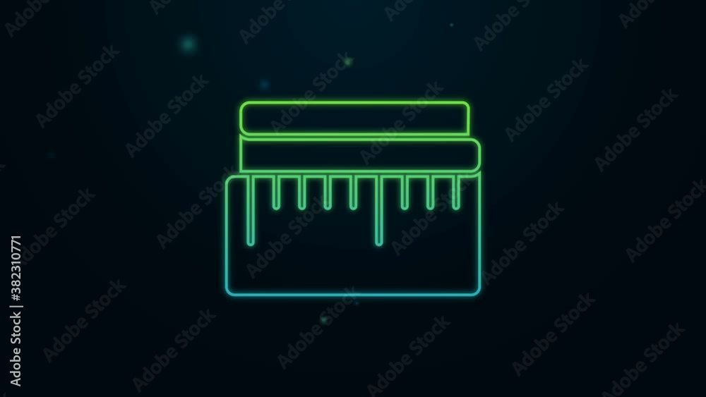 Glowing neon line Tape measure icon isolated on black background. Measuring tape. 4K Video motion graphic animation Glowing neon line Tape measure icon isolated on black background. Measuring tape. 4K Video motion graphic animation