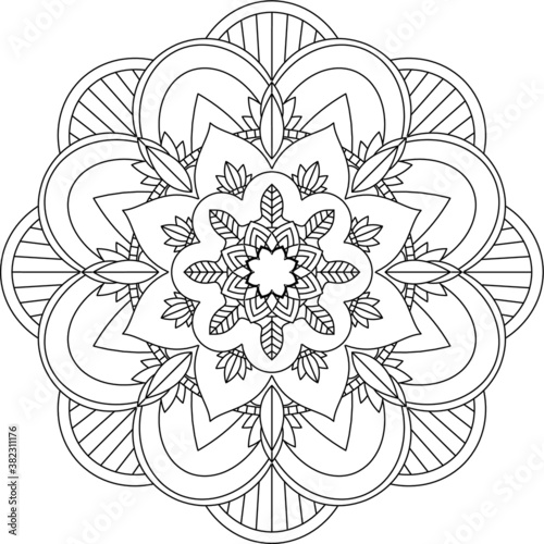 Easy Mandala coloring book simple and basic for beginners, seniors and children. Set of Mehndi flower pattern for Henna drawing and tattoo. Decoration in ethnic oriental, Indian style.