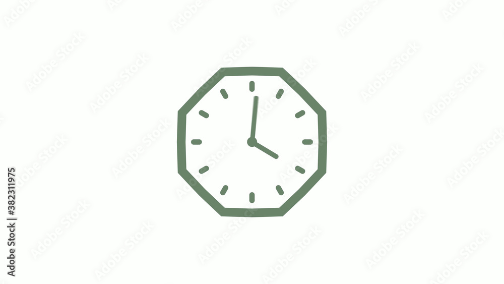 Green gray counting down 12 hours clock icon on white background,clock icon Green gray counting down 12 hours clock icon on white background,clock icon