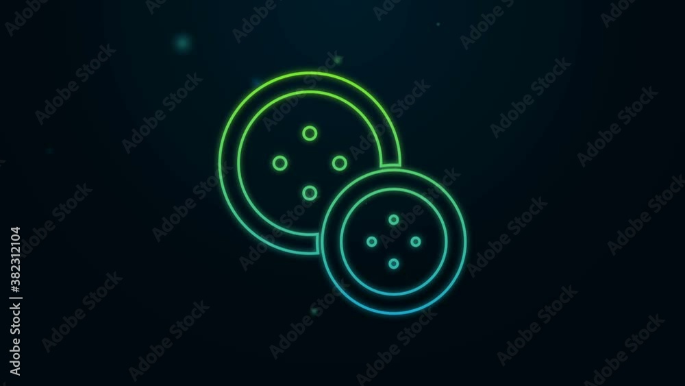 Glowing neon line Sewing button for clothes icon isolated on black background. Clothing button. 4K Video motion graphic animation Glowing neon line Sewing button for clothes icon isolated on black background. Clothing button. 4K Video motion graphic animation