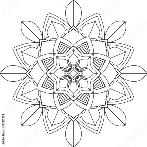 Easy Mandala coloring book simple and basic for beginners, seniors and children. Set of Mehndi flower pattern for Henna drawing and tattoo. Decoration in ethnic oriental, Indian style.