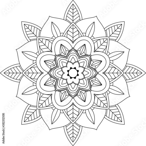 Easy Mandala coloring book simple and basic for beginners, seniors and children. Set of Mehndi flower pattern for Henna drawing and tattoo. Decoration in ethnic oriental, Indian style.