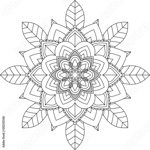 Easy Mandala coloring book simple and basic for beginners, seniors and children. Set of Mehndi flower pattern for Henna drawing and tattoo. Decoration in ethnic oriental, Indian style.