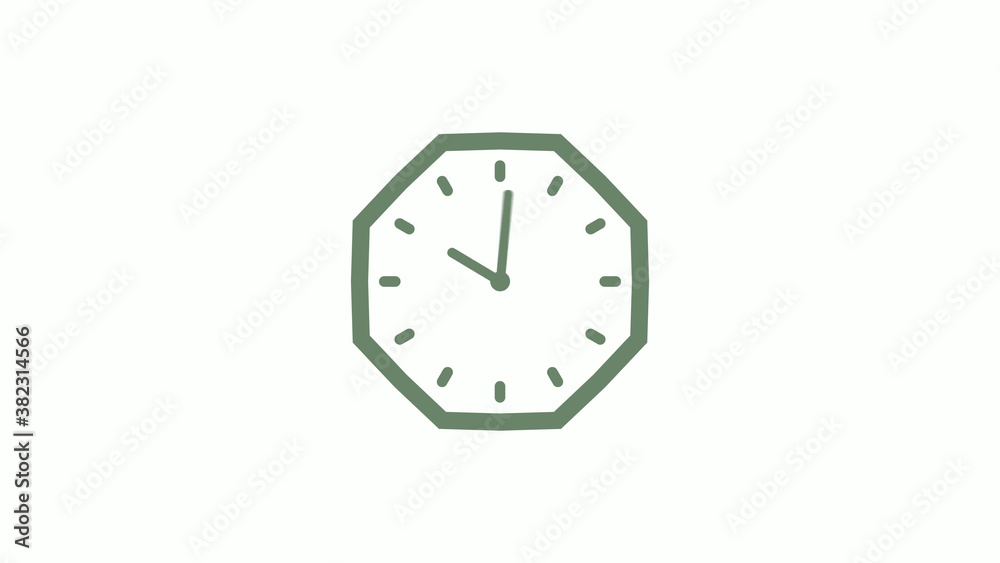 Green gray counting down clock icon on white background,clock icon