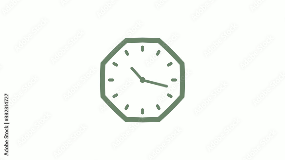 Green gray counting down clock icon on white background,clock icon