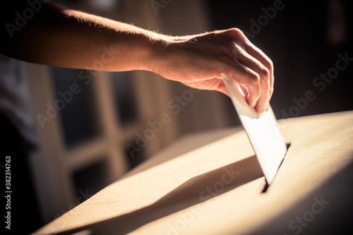 Vászonkép Conceptual image of a person voting during elections