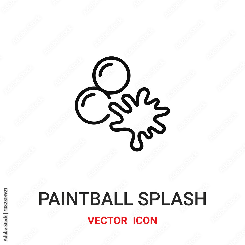 paintball splash icon vector symbol. splash symbol icon vector for your design. Modern outline icon for your website and mobile app design.