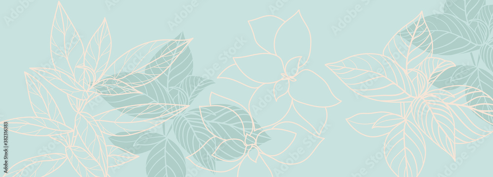 Luxury green background vector with golden metallic decorate wall art