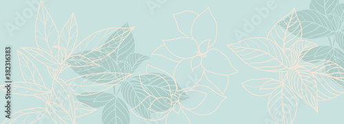 Luxury green background vector with golden metallic decorate wall art
